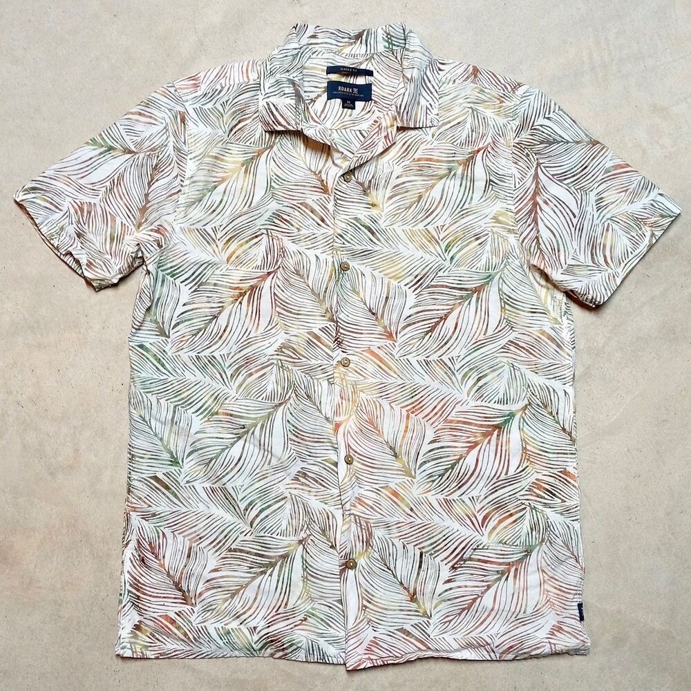 Roark Shirt Mens Size M Short Sleeve Button Classic Fit Summer Floral Tropical